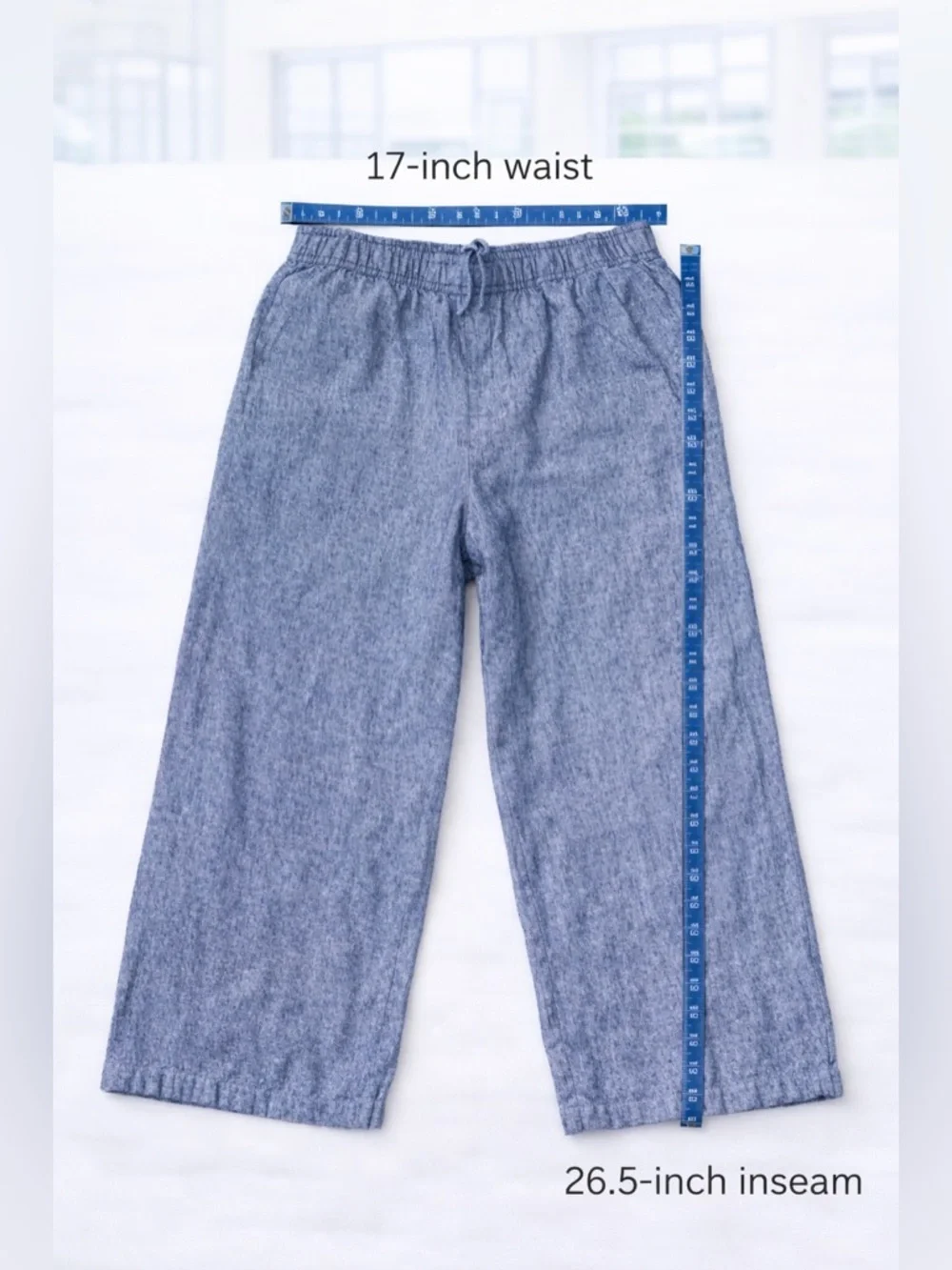 Old Navy Blue Dot-Pattern High-Rise Wide Leg Pants  size L - Like New w/Pockets - Picture 4 of 4